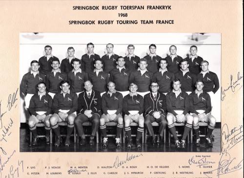 Rugby 1968 SPRINGBOKS RUGBY TEAM PHOTO FRENCH TOUR 19 ORIGINAL
